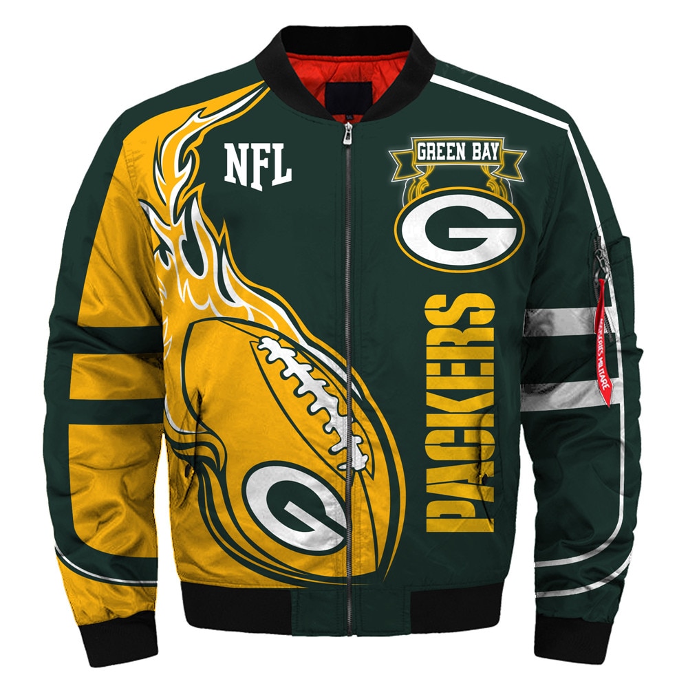 Green Bay Packers bomber jacket winter coat gift for men -Jack sport shop